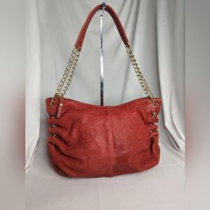 EUC PIETRO ALESSANDRO RED LEATHER CHAIN SHOULDER BAG